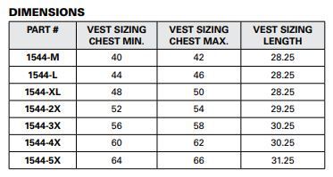 Ultimate Reflective Safety Vest Size Chart