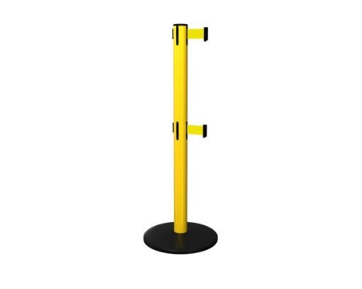 safetypro-250-twin-heavy-duty-Retractable Belt Barriers-prod-front-ss-p-post-yellow