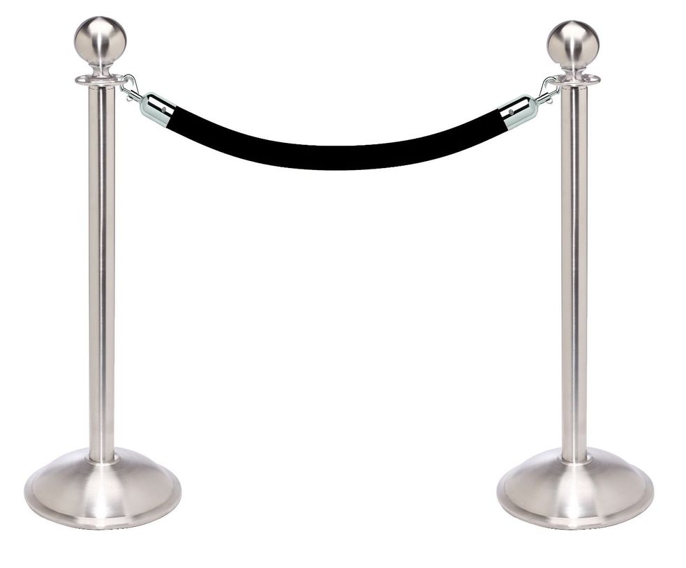 Stainless Steel Ball Top Stanchion Kit with 6’L Velour Rope & Dome Base