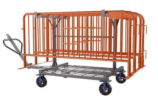 7.5 ft Metal Barricade Bundle and Transportation Cart