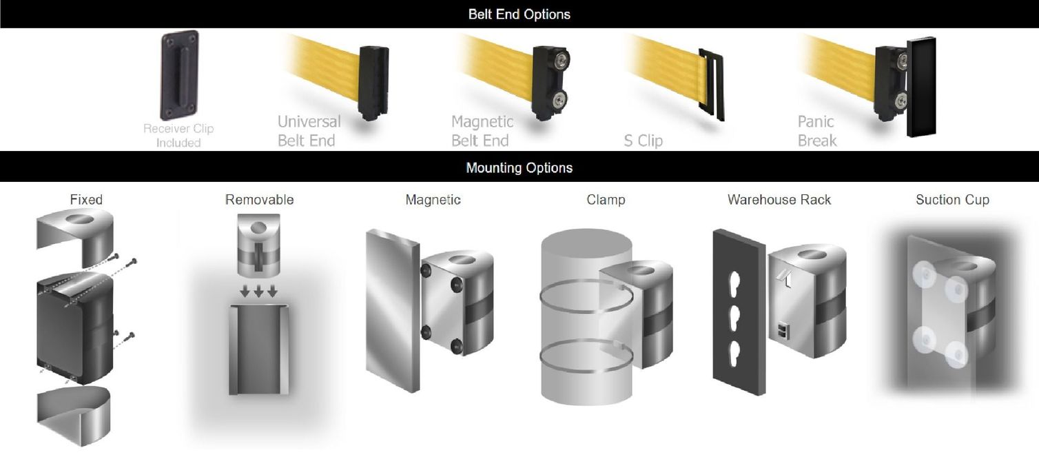13'L Retractable Double Belt Barrier | Wall Mounted