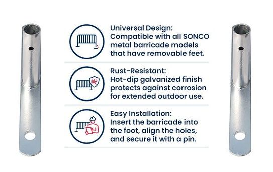 Flat Feet for Metal Barricades