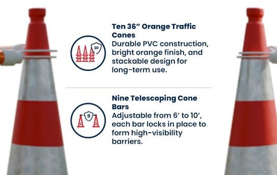 36" Traffic Cone and Cone Bar Bundle