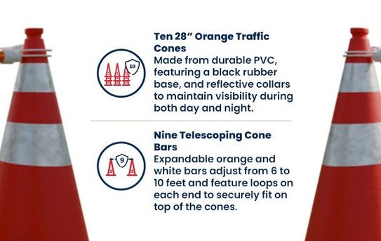 28" Traffic Cone and Cone Bar Bundle