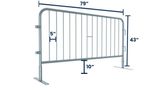 6.5 ft Metal Barricade | Flat Feet | Hot-Dip Galvanized 