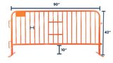 7.5 ft Metal Barricade Orange | Flat Feet | Heavy-Duty