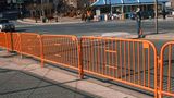 7.5 ft Metal Barricade Orange | Flat Feet | Heavy-Duty