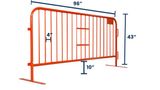 8 ft Metal Barricade | Powder Coated Orange