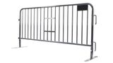7.5 ft Metal Barricade Black | Flat Feet | Heavy-Duty