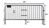 7.5 ft Metal Barricade Black | Flat Feet | Heavy-Duty
