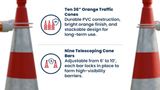 36" Traffic Cone and Cone Bar Bundle