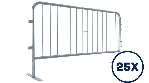6.5 ft Metal Barricade Bundle and Transportation Cart 