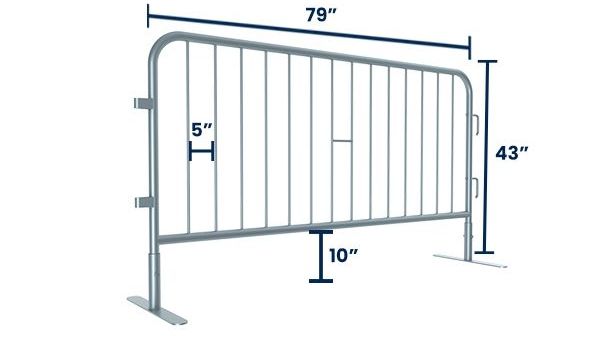 6.5 ft Metal Barricade | Flat Feet | Hot-Dip Galvanized 