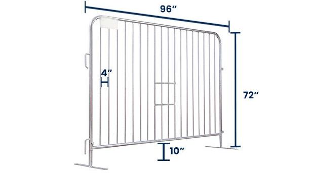 8 ft Metal Barricade | 6 ft Tall | Flat Feet | Color Options