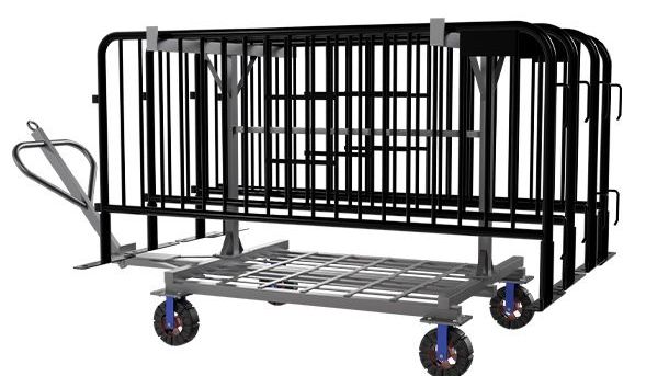 7.5 ft Metal Barricade Bundle and Transportation Cart
