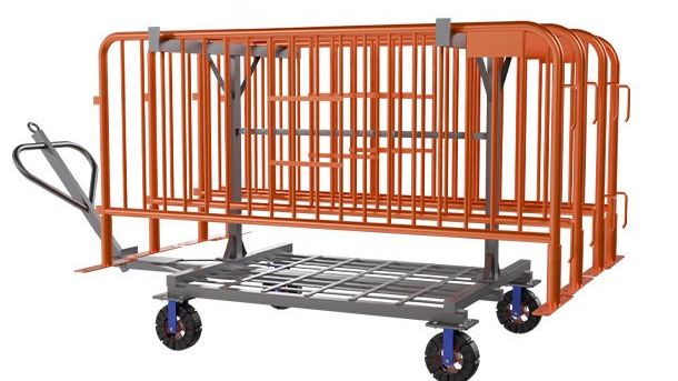 7.5 ft Metal Barricade Bundle and Transportation Cart