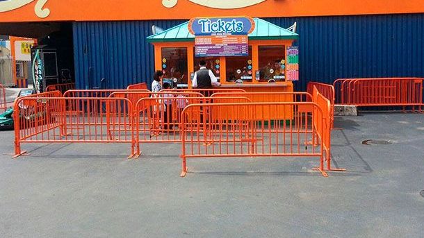 7.5 ft Metal Barricade Orange | Flat Feet | Heavy-Duty