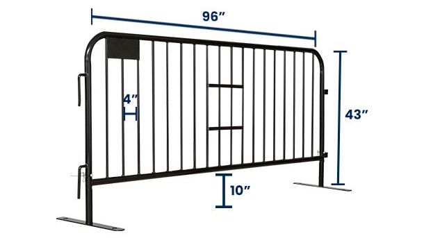 8 ft Metal Barricade | Powder Coated Black