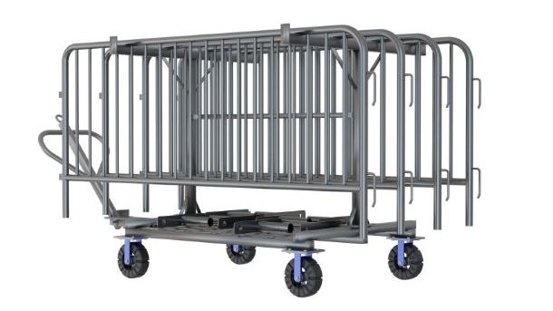 8 ft Metal Barricade Bundle and Transportation Cart