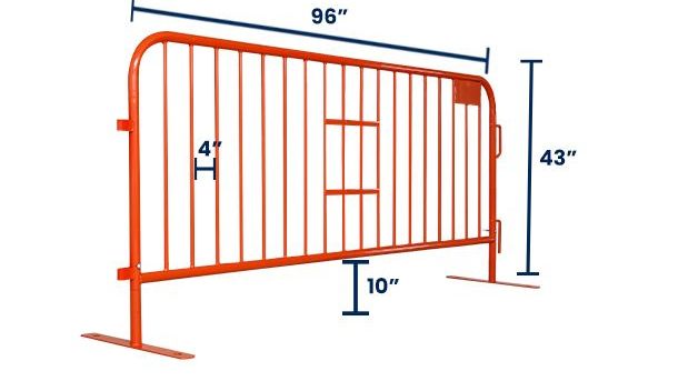 8 ft Metal Barricade | Powder Coated Orange