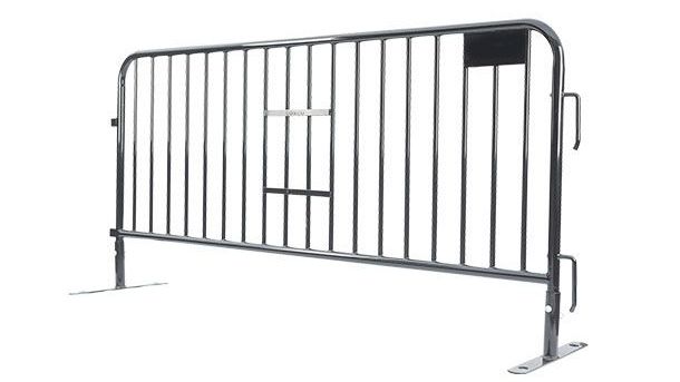 7.5 ft Metal Barricade Black | Flat Feet | Heavy-Duty 