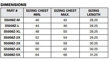 Economy Surveyors Vest Size Chart