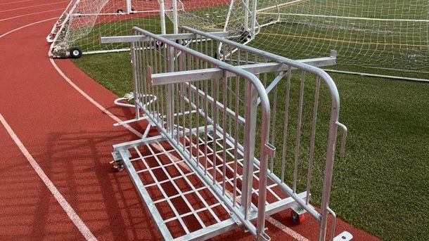 Metal Barricade Cart with Large Wheels