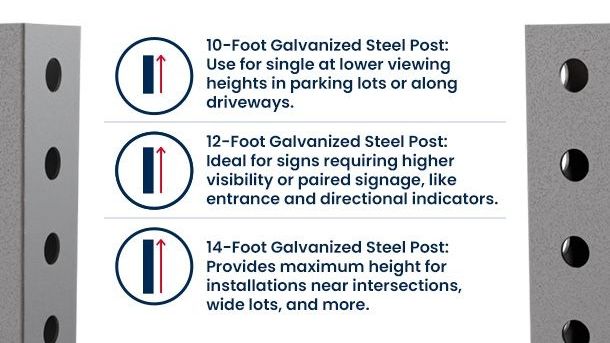 Square Sign Post | Galvanized Steel | Multiple Lengths