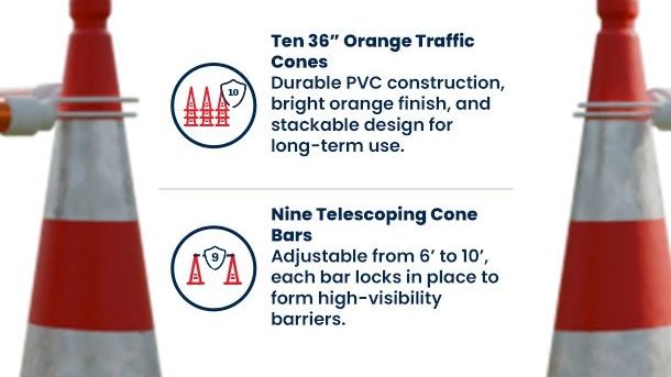 36" Traffic Cone and Cone Bar Bundle