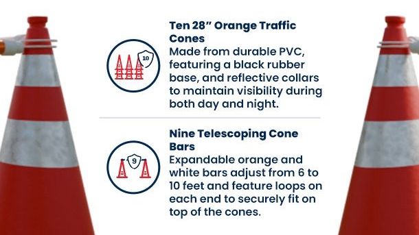 28" Traffic Cone and Cone Bar Bundle