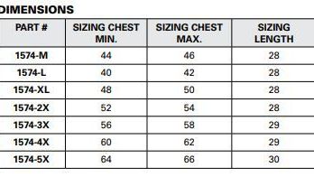 Ultimate Reflective Vest Size Chart