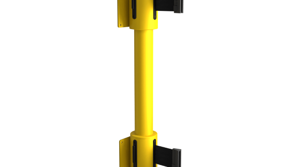 7.5'L Retractable Double Belt Barrier | Wall Mounted