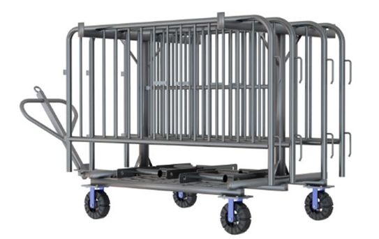 6.5 ft Metal Barricade Bundle and Transportation Cart 