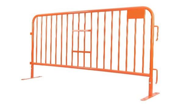 7.5 ft Metal Barricade Orange | Flat Feet | Heavy-Duty