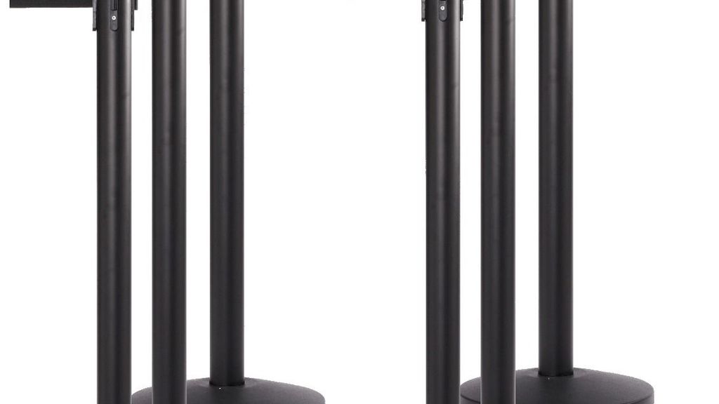 10 ft SmartQ Retractable Belt Barrier Black Post | 6-Pack