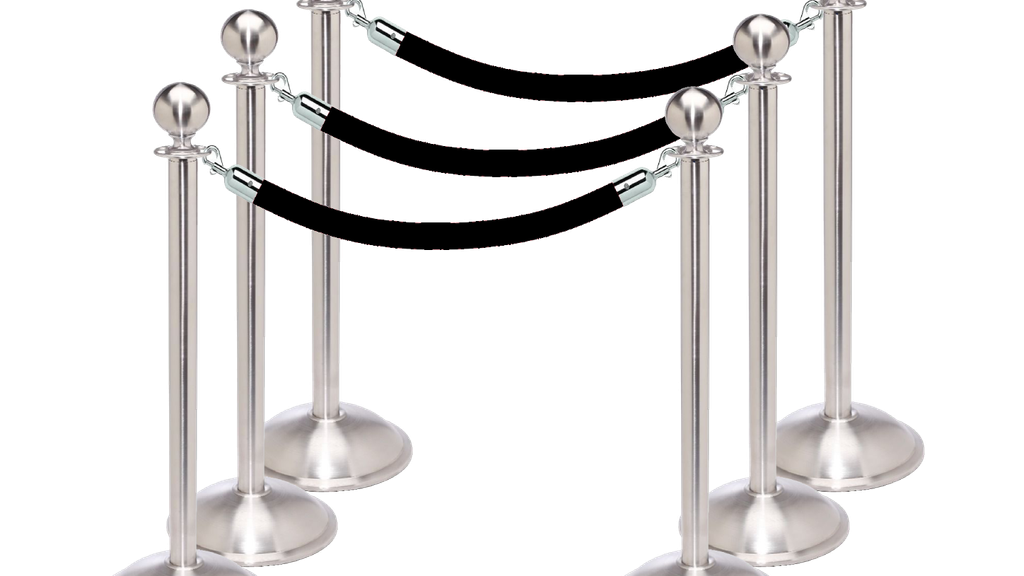 Stanchion Bundle - (6) Ball Top Dome Base Posts with (4) 6’L Velour Ropes