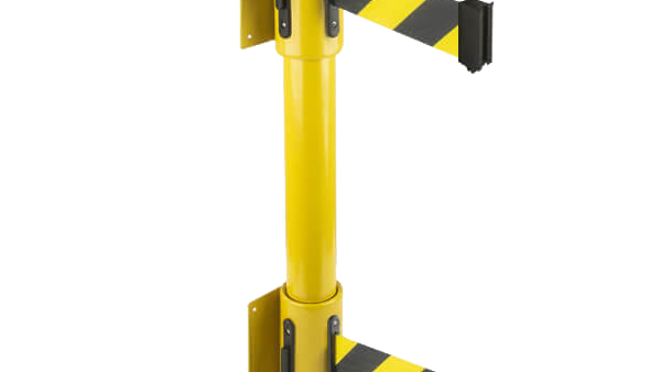 7.5'L Retractable Double Belt Barrier | Wall Mounted