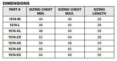 Ultimate Reflective Vest Size Chart