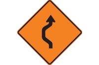 Reverse Curve Left (RUS) Roll-Up Signs