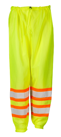 Drawstring Waist Mesh Safety Pants - Lime w/ Orange