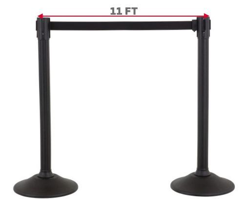 black-post-11l-extra-wide-belt-powder-coated-Retractable Belt Barriers-prod-front-ss-p-1