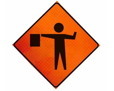 Flagger Symbol (RUS) Roll-Up Sign