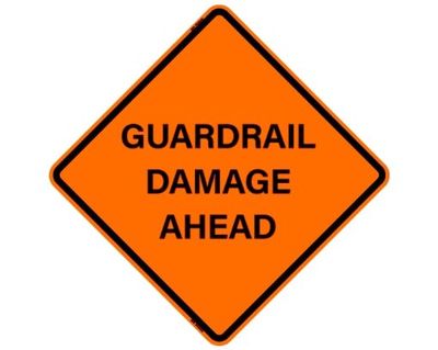 Guardrail Damage Ahead (RUS) Roll-Up Signs