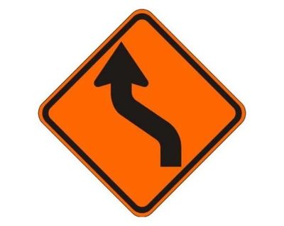 Reverse Curve Left (RUS) Roll-Up Sign