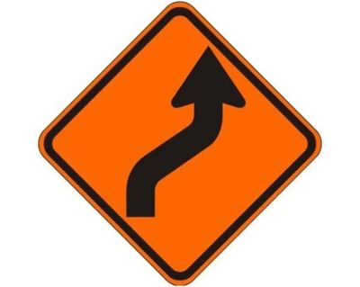 Reverse Curve Right (RUS) Roll-Up Sign