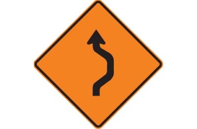 Reverse Curve Right (RUS) Roll-Up Signs