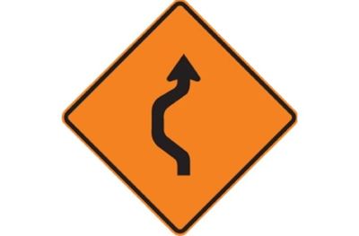Reverse Curve Left (RUS) Roll-Up Signs