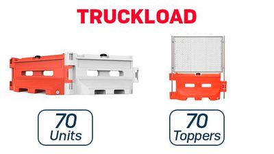 SafeGuard 36 + Fence Topper | Water Barricades Truckload
