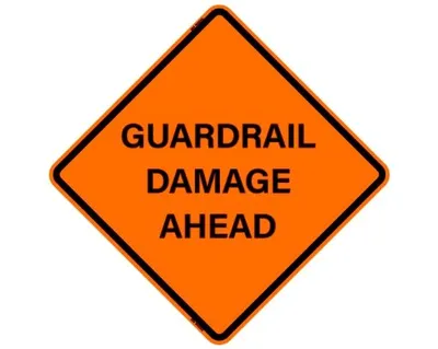 Guardrail Damage Ahead (RUS) Roll-Up Signs