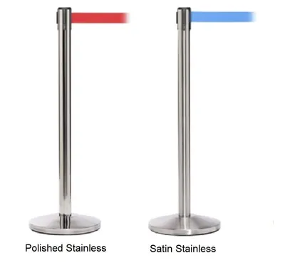 Polished Stainless Steel Post with 8.5'L Black Belt